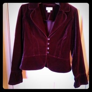 Ann Taylor Loft Eggplant Velour Fitted Jacket Sz 8